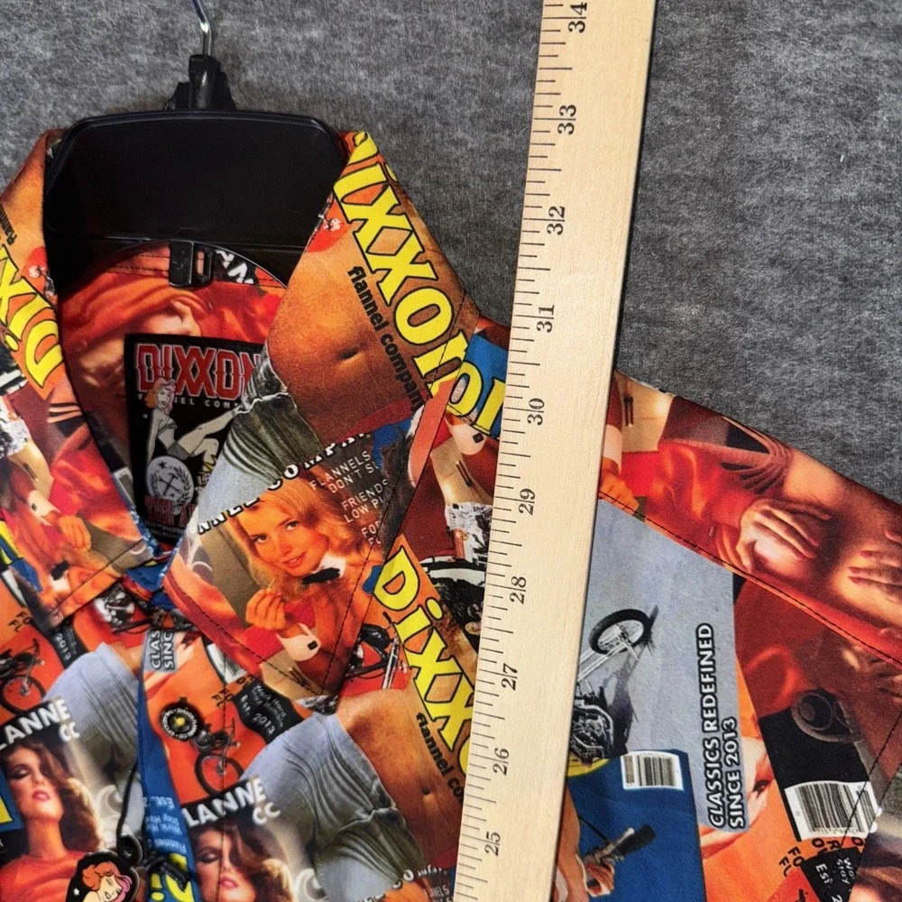 Dixxon Flannel Co Party Shirt THE ARTICLES Button Up Magazine Pin Up Sz L NEW - Picture 5 of 8